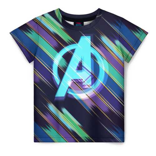 Детская футболка ВсеМайки 3D Avengers logo with stripes, р. 128 в Кораблик