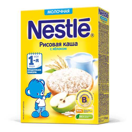 Каша молочная Nestle Рисовая с яблоком с 5 мес. 220 г в Кораблик