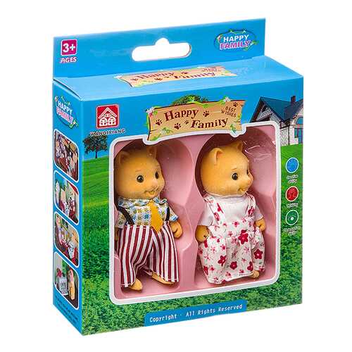 Игровой набор Happy Family фигурки зверюшек 2 котика BOX 15 21?15 21?4 5 см арт. 012-11C. в Кораблик