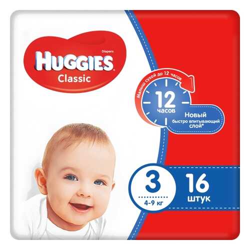 Подгузники Huggies Classic 3 (4-9 кг), 16 шт. в Кораблик