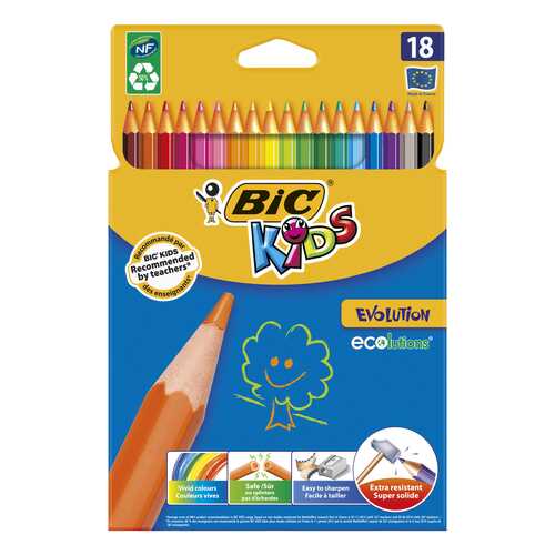 Карандаши цветные BIC Kids Evolution ECOlutions Коробка x18 в Кораблик